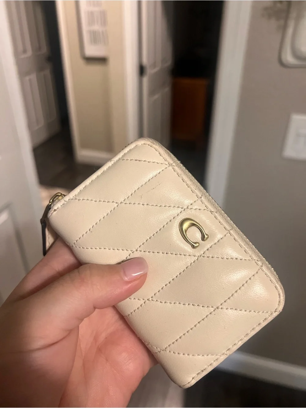 Quilted Cream Leather Coach Wallet